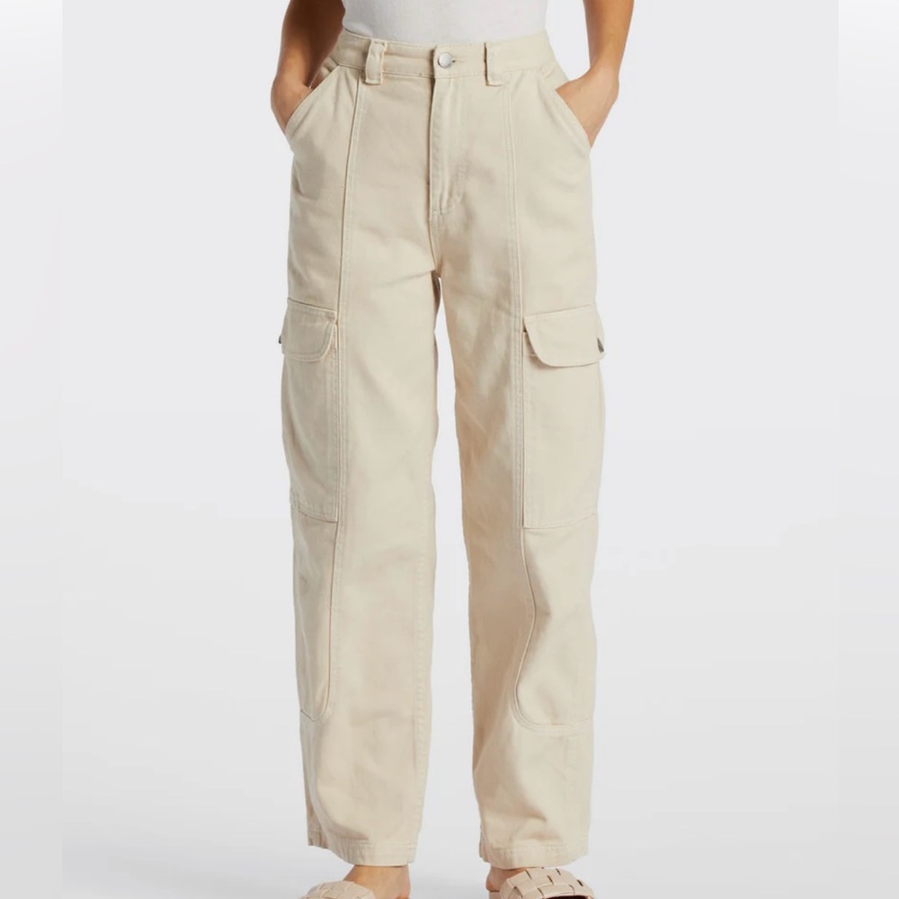 Billabong Wall to Wall Denim Cargo Pants in Antique White size 30